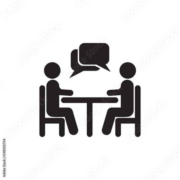 Obraz vector illustration people at a table talking, icon symbol