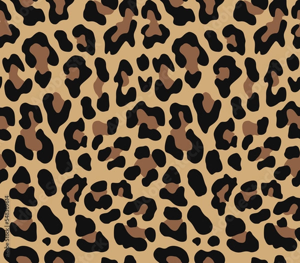 Fototapeta Seamless print leopard vector trendy design on textile, cat animal background