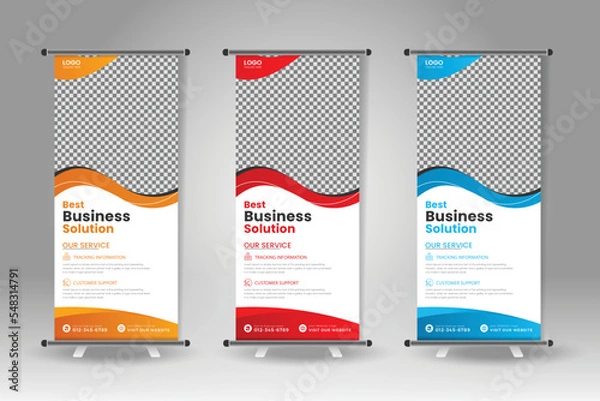 Obraz rollup, roll-up banner, rollup, x banner, vertical, signage business corporate roll-up banner design