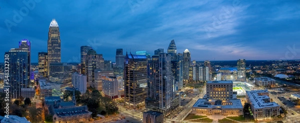 Fototapeta Charlotte, NC Skyline at Dusk