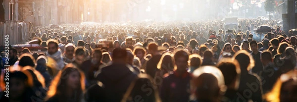 Fototapeta Blurred crowd of unrecognizable at the street