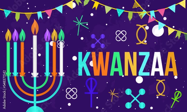 Obraz Vector illustration design concept of Happy Kwanzaa celebration on December 26