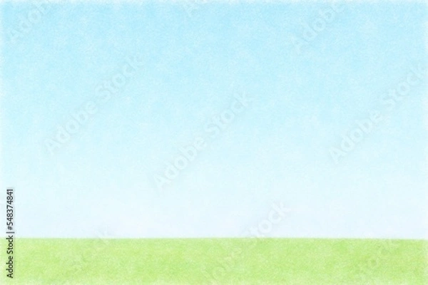 Obraz Illustration of grassland and blue sky drawn with colored pencils