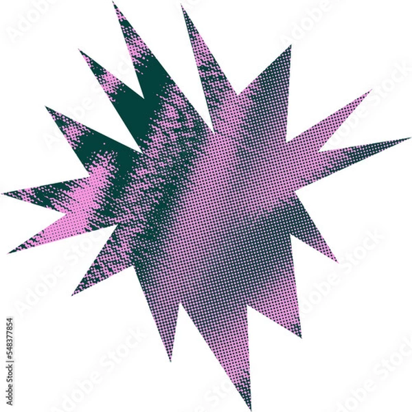 Fototapeta Abstract transparent halftone grunge burst shape.