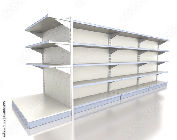 Fototapeta set of shop shelves. 3d image at an angle.
