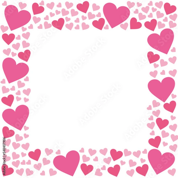 Fototapeta ピンク色のかわいいハートの正方形フレーム素材