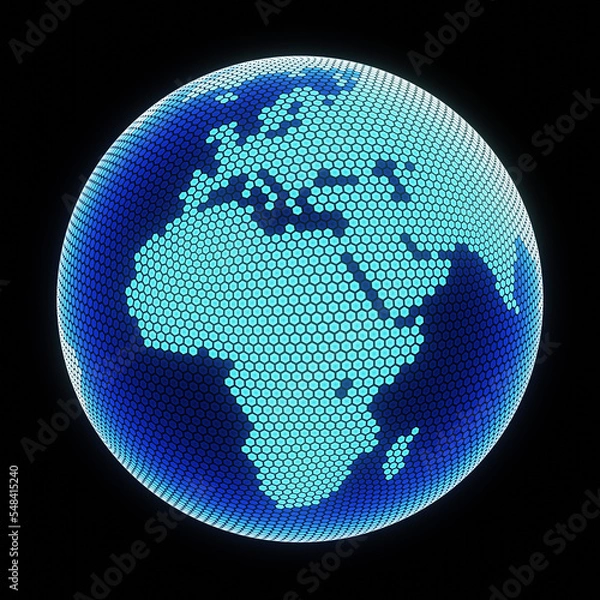 Fototapeta ハニカム状の地球の3DCGイラスト　アフリカ　ヨーロッパ