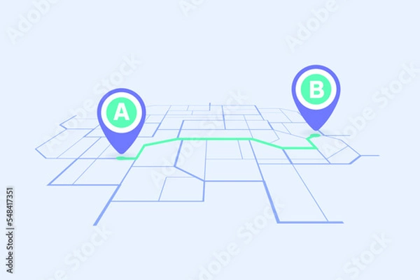 Obraz GPS navigator pin checking point A to point B. vector