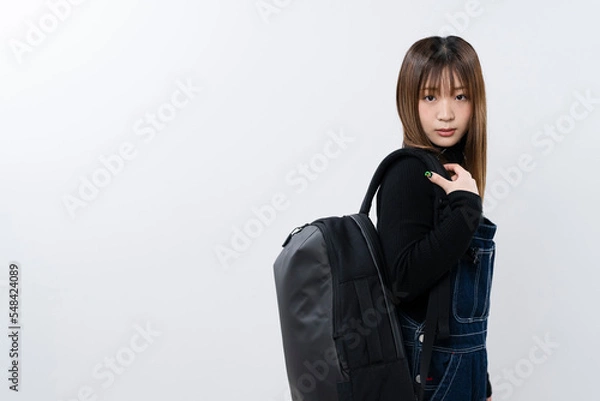 Obraz バックパックを持った女性