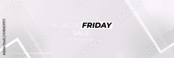 Fototapeta Black Friday and Cyber Monday banner long narrow header for website. 3d white realistic design and sale text. Stock vector illustration.