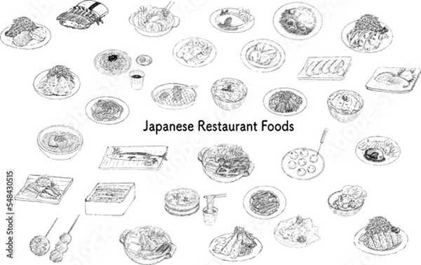 Fototapeta Japanese foods various illustration set