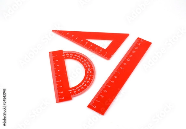 Fototapeta Triangle, protractor and ruler