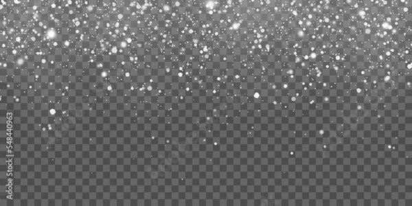 Obraz Falling winter snow flakes glow. Vector