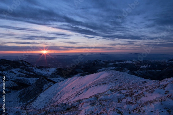 Obraz 厳冬の夕暮れ