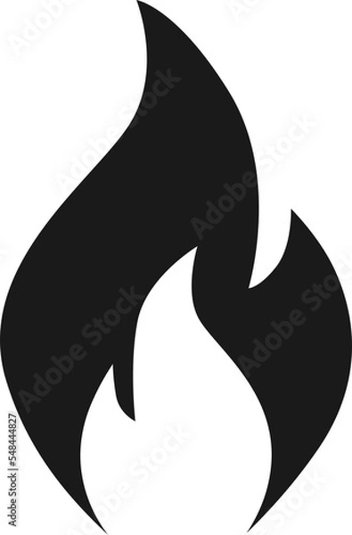 Fototapeta High quality flat style icon illustration of the fire flame symbol isolated 