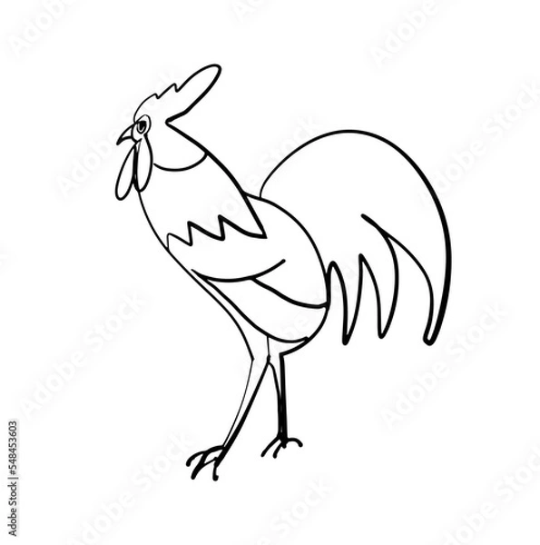 Obraz Cock. A hand-drawn sketch. Black and white Vector doodle illustration