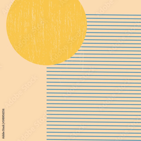 Fototapeta flat geometric figure, thin lines, yellow circle