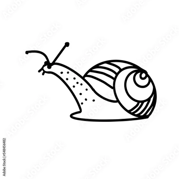 Obraz Snail. Icon. Black and white vector illustration