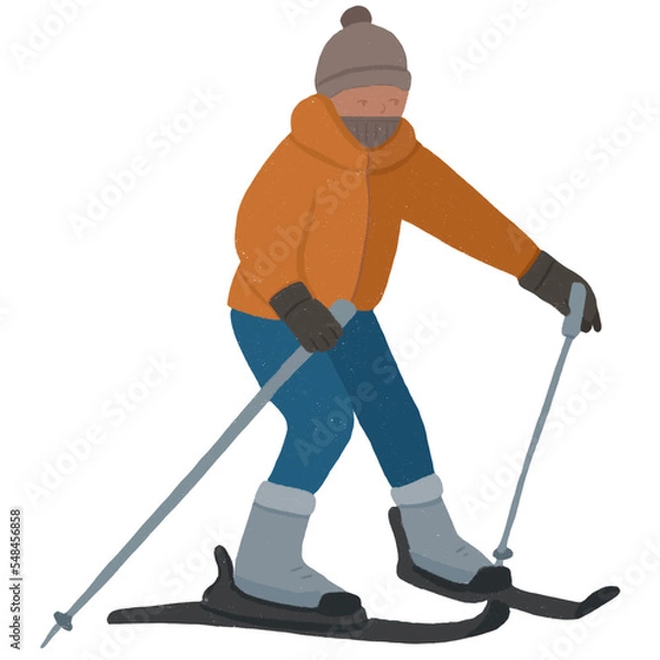 Fototapeta Ski Crayon Illustration