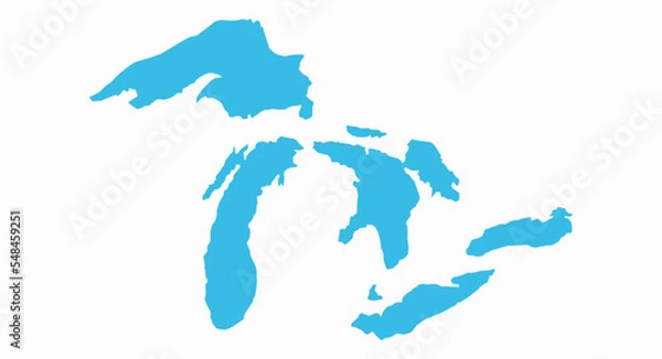 Obraz Great Lakes silhouette map simple icon set. Flat vector illustration isolated on white