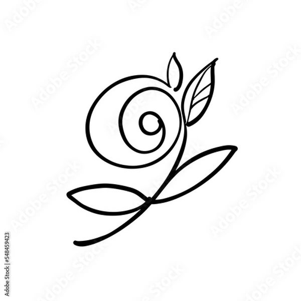 Obraz Rose. Stylized image of a flower. Sketch, icon, logo. Vector illustration