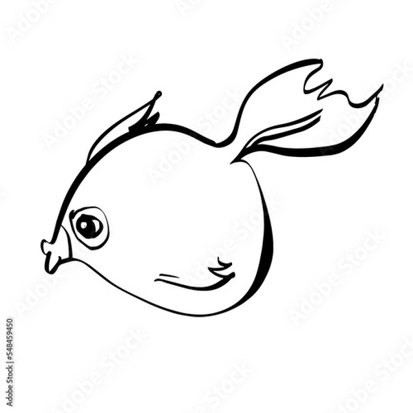 Obraz Funny fish. A hand-drawn character. Vector doodle illustration
