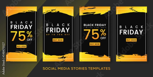 Obraz black friday flyer banner stories post. premium vector