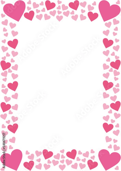 Fototapeta ピンク色のかわいいハートの長方形フレーム素材