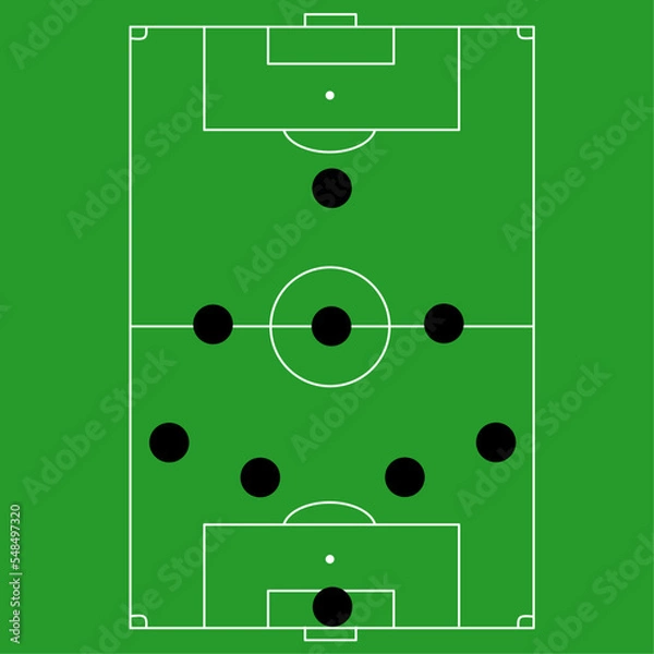 Fototapeta Football formation, tactic and planning. Flat design stock vector.