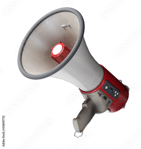 Obraz Electronic megaphone isolated on white background with Clipping Path. Loud-speaking device