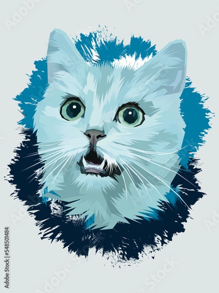 Obraz Blue Cat Head vector Illustration