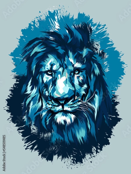 Obraz Blue Lion Head vector Illustration