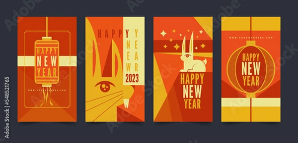 Obraz Flat chinese new year poster template