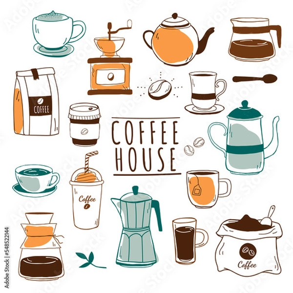 Obraz Cafe and coffee house pattern vector