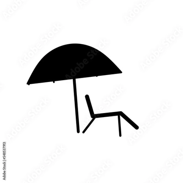 Obraz Chair and beach umbrella vector