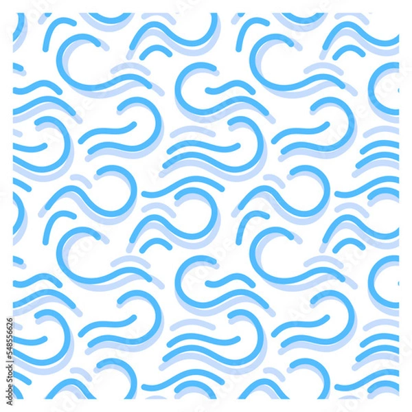 Fototapeta Seamless pattern of blue mono ink waves. 