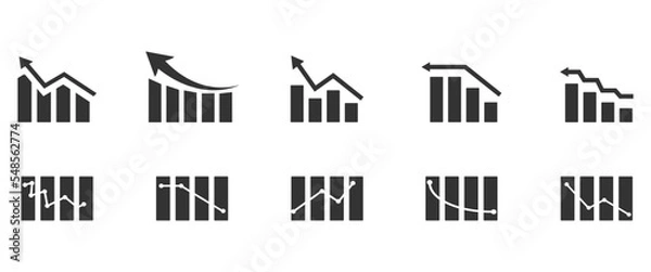Fototapeta Growing graph icons set. Vector illustration.  