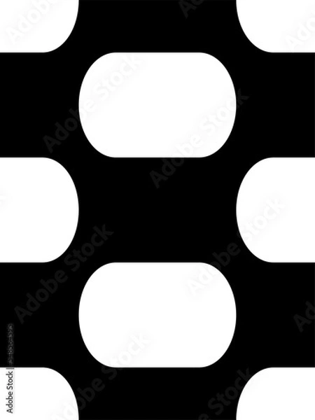 Fototapeta Black Vector Seamless Rounded Rectangles Inversed 1x2 Horizontal