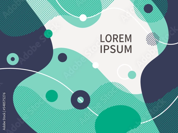 Obraz ミニマルで抽象的な幾何学模様の背景イラスト。緑の風の中で光と影が散らばるイメージ。