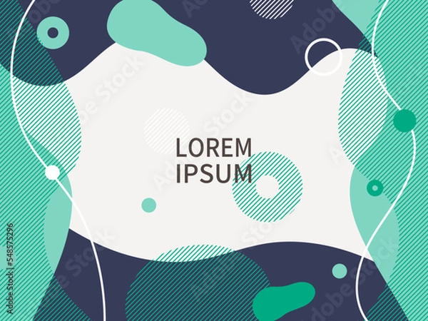 Obraz ミニマルで抽象的な幾何学模様の背景イラスト。緑の穏やかな風と激しい風が混ざり合うイメージ。