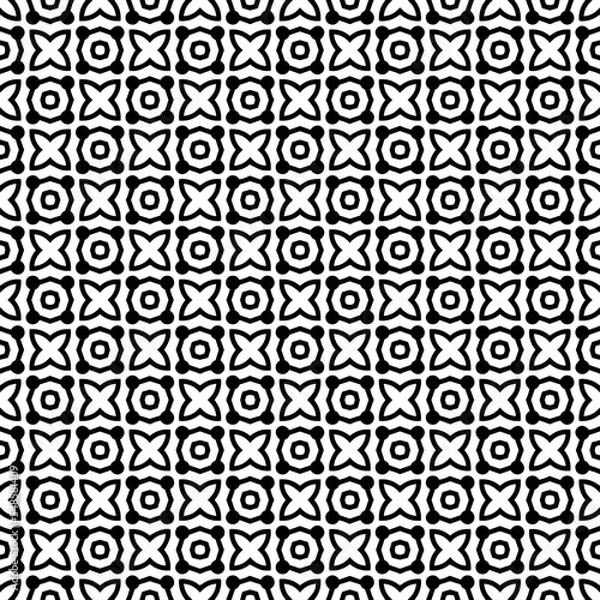 Fototapeta Black and white seamless pattern texture. Greyscale ornamental graphic design. Mosaic ornaments. Pattern template. Vector illustration. EPS10.