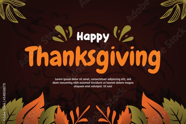 Fototapeta Happy Thanksgiving banner with autumn leaves background.