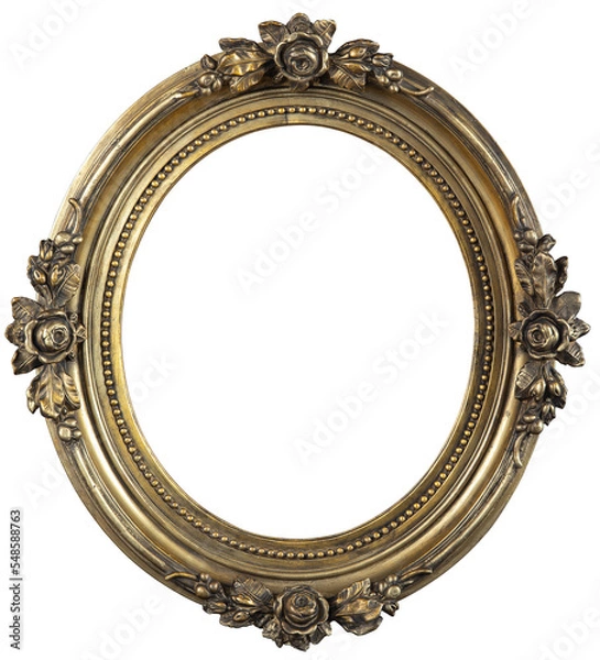 Obraz Old gilded golden wooden frame isolated with clipping path inside and outside