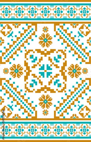 Fototapeta Ethnic Ukrainian geometric pattern. Aztec style embroidery abstract vector illustration.