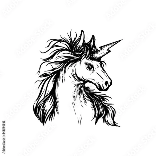 Fototapeta horse head vector like a unicorn art