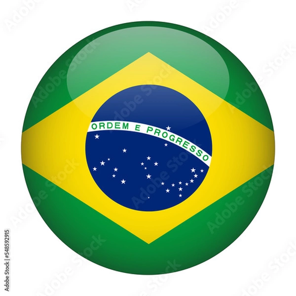 Fototapeta Brazil 3D Rounded Flag with no Background
