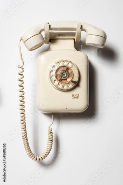 Obraz Old telephone isolated white background