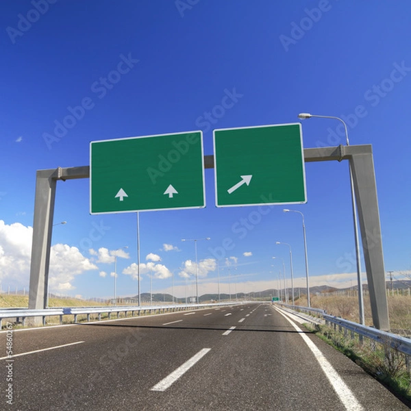 Obraz Blank road sign on highway