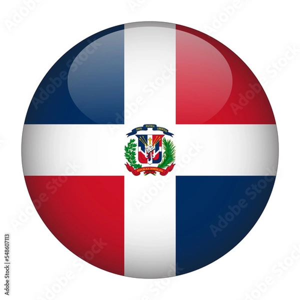 Fototapeta Dominican Republic 3D Rounded Flag with Transparent Background