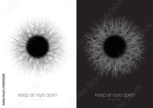 Fototapeta Eye in background, vector editable stroke.